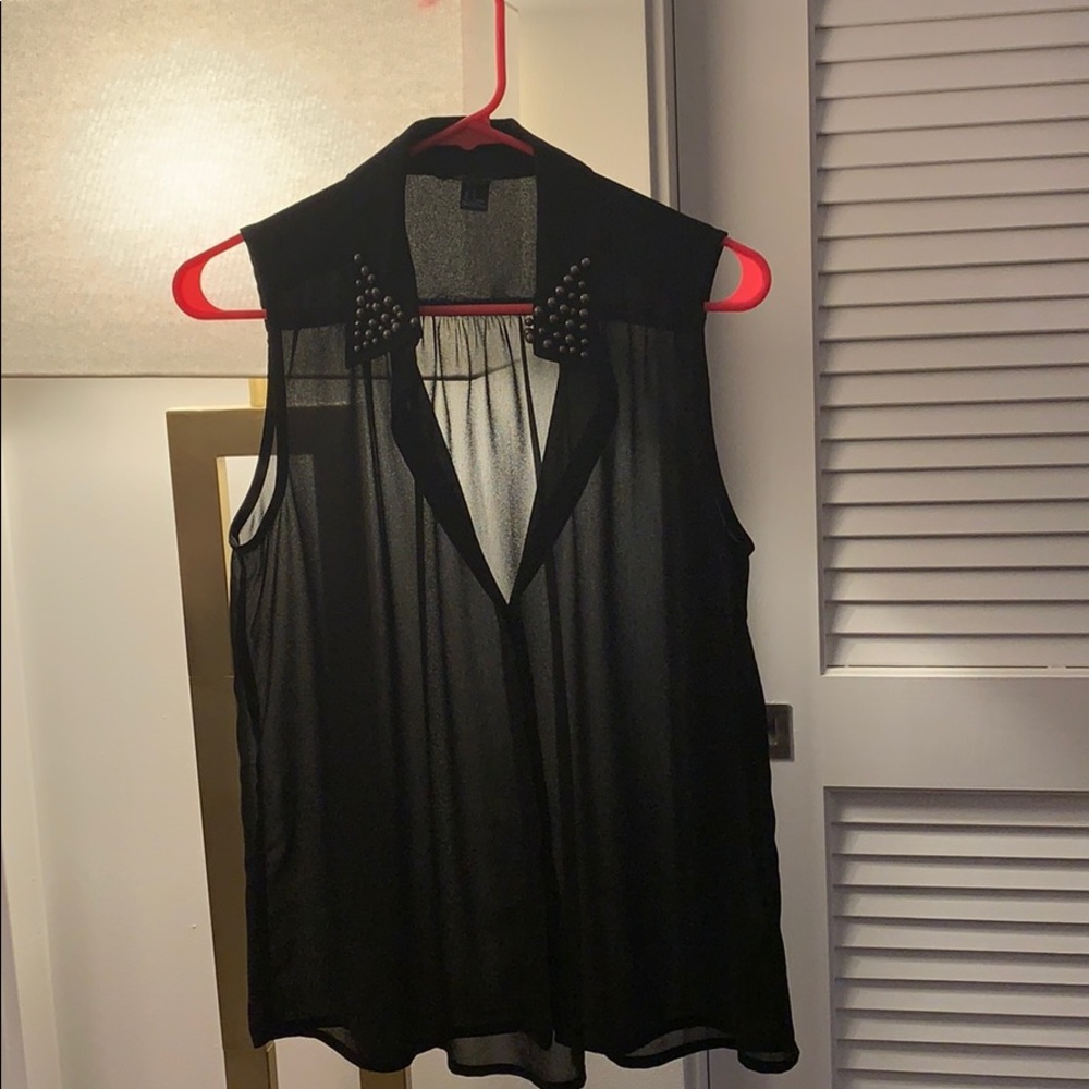 ☆ Black studded collar blouse